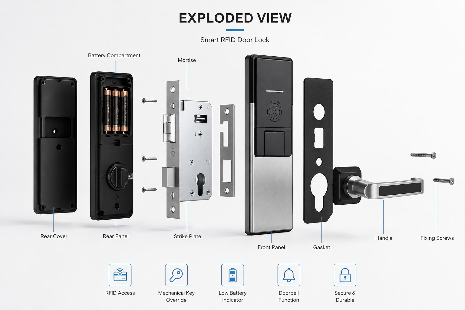 Slyder RFID hotel lock front finish placeholder